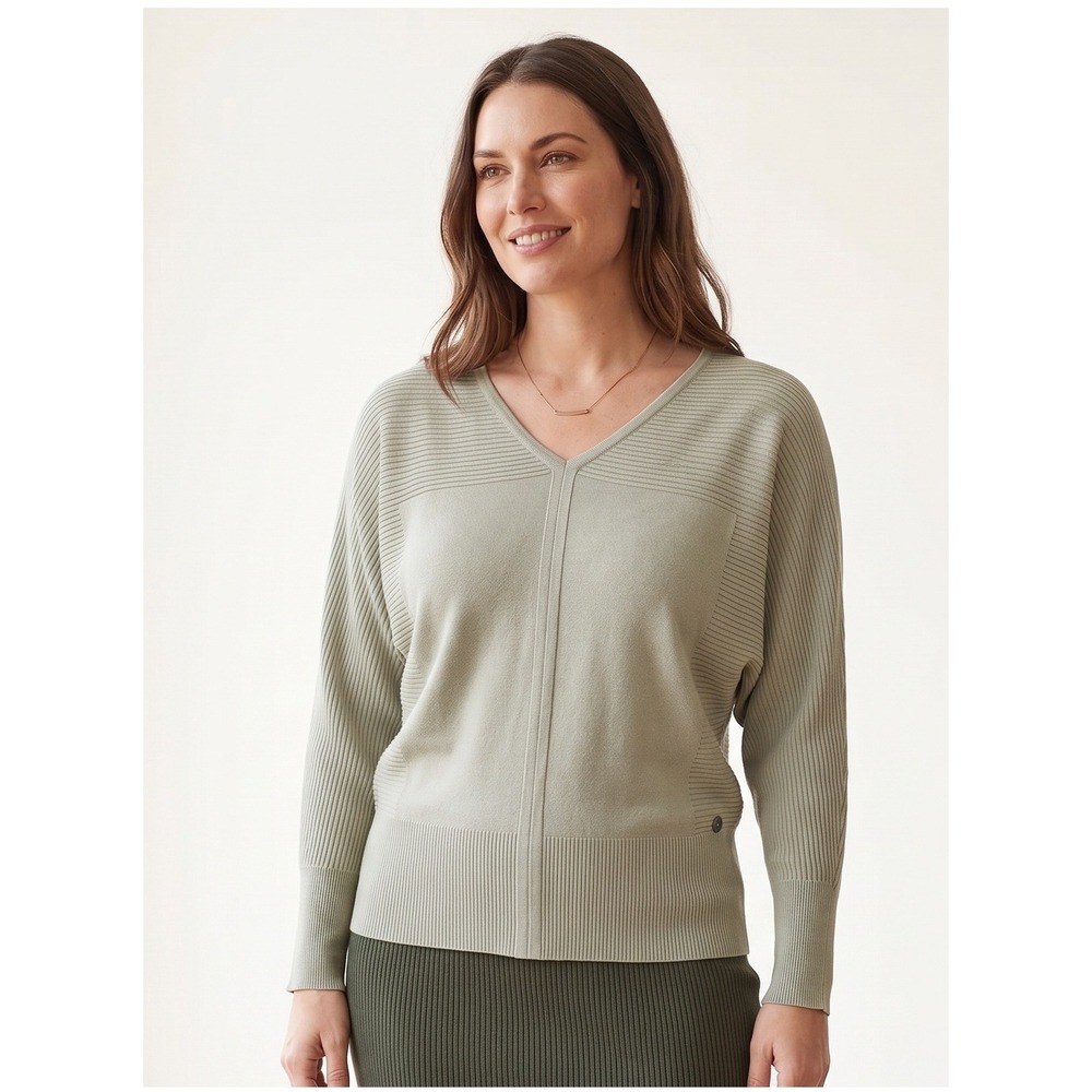 Athleisure by Sioni Sweater Womens M Sage Green Ribbed‎ Dolman Bat Wing